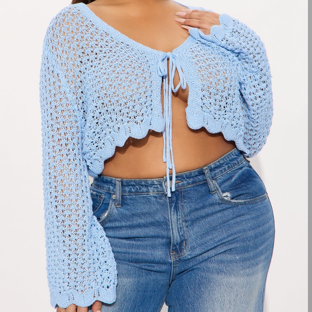 Sasha Crochet Cardigan - Light Blue